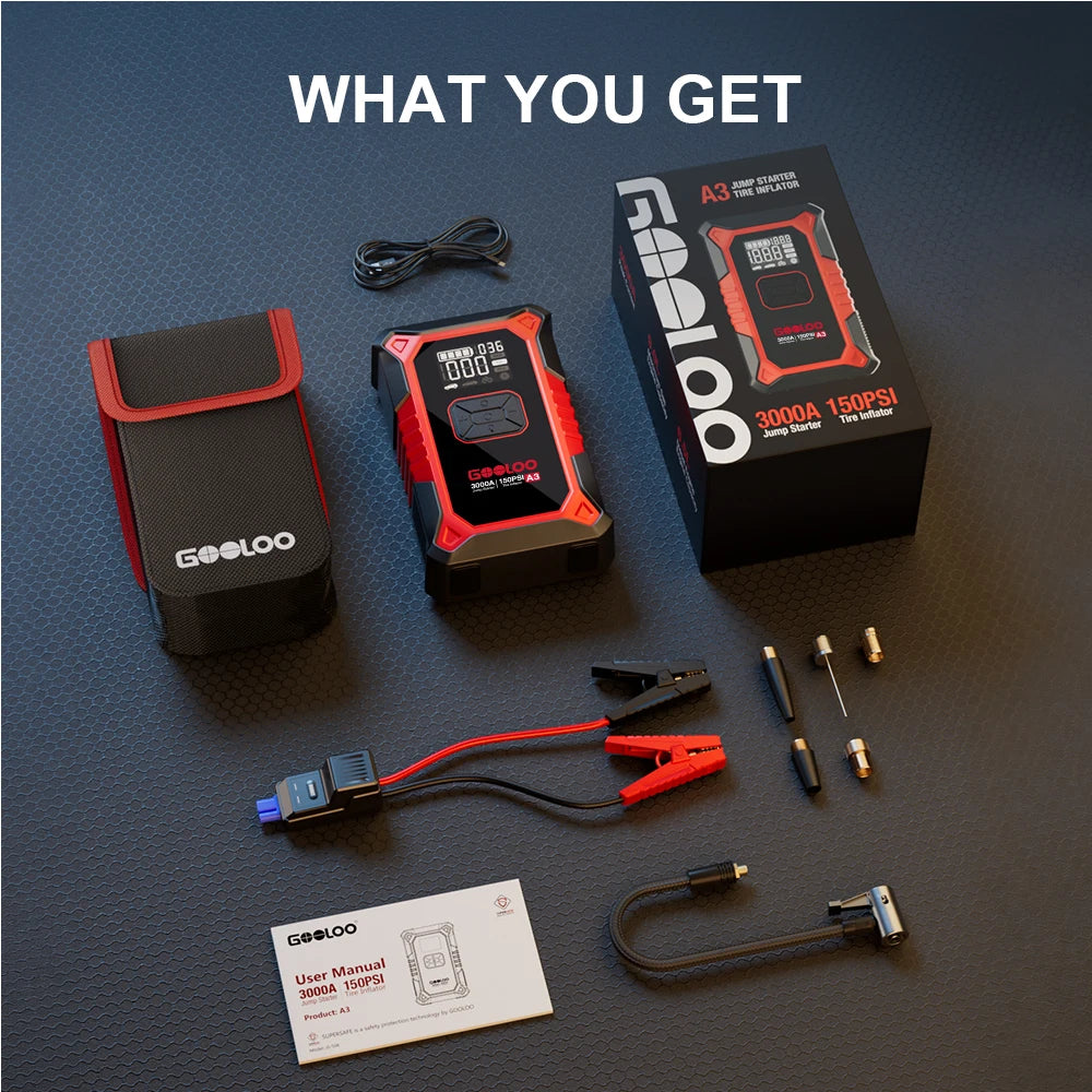 4-in-1 Jump Starter with Air Compressor